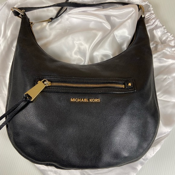 Michael Kors Pebbled Leather Hobo Shoulder Bag – Black - Picture 10 of 11